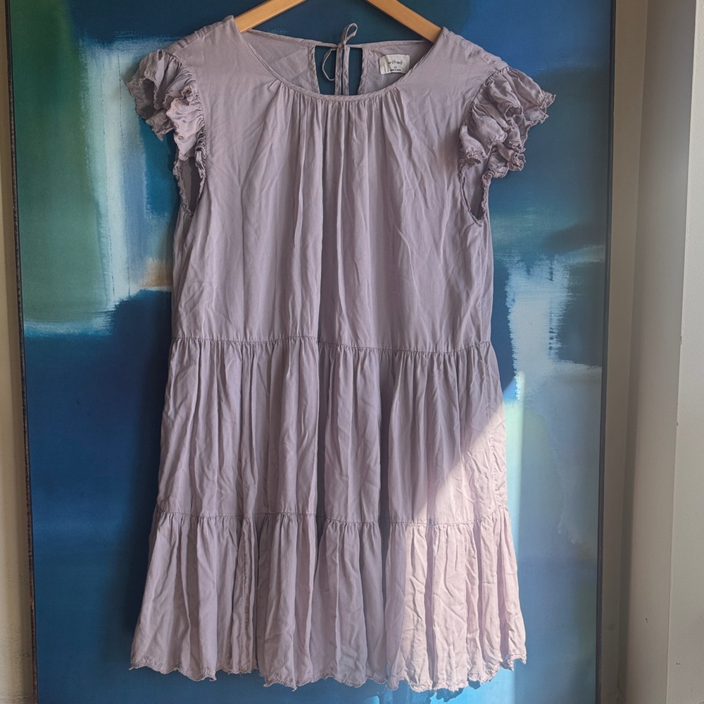 Wilfred For Aritzia Lilac Ruffle Sleeve Babydoll  Dress